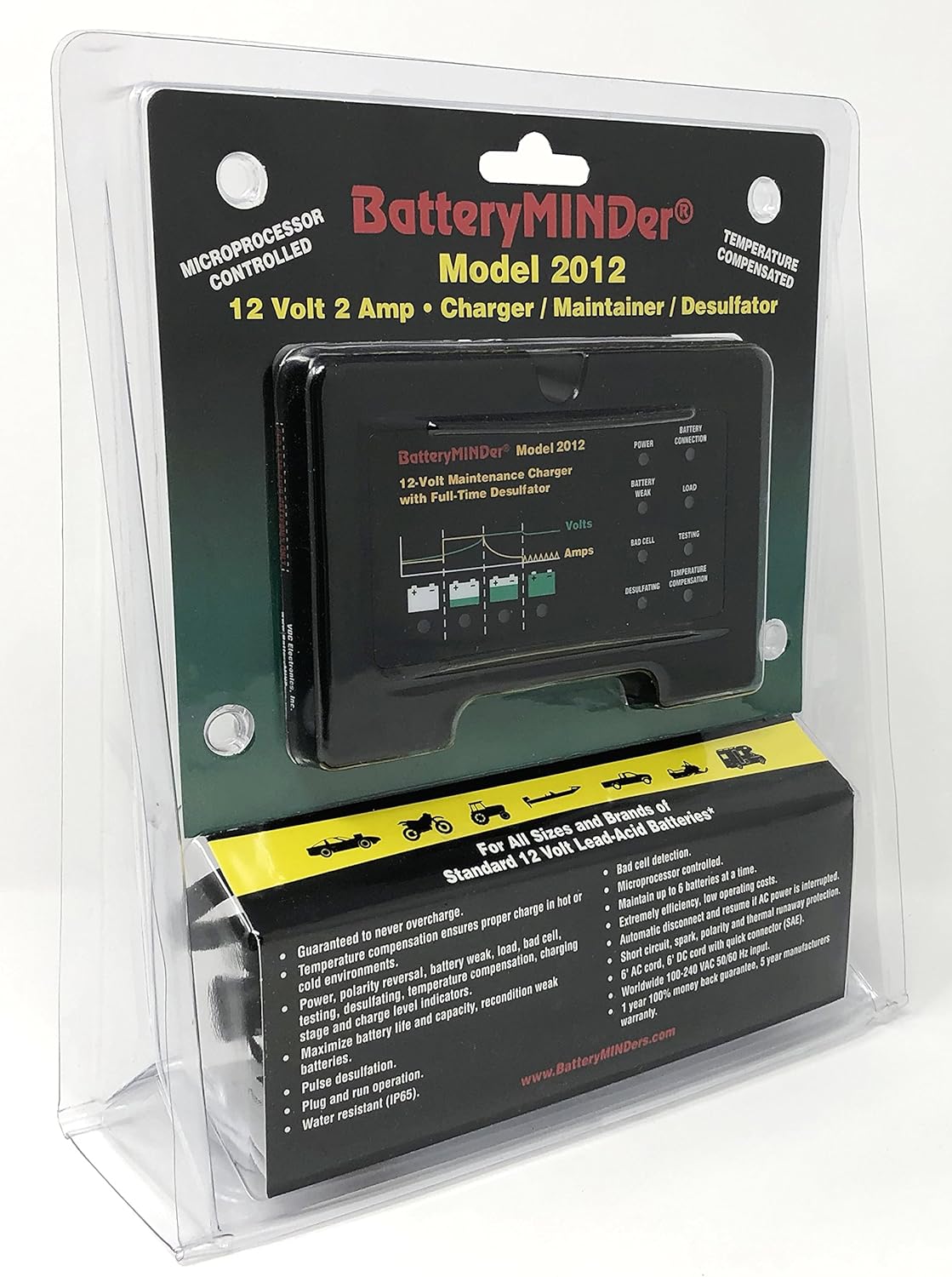 12 Volt 2 Amp Battery Charger Maintainer Desulfator U445