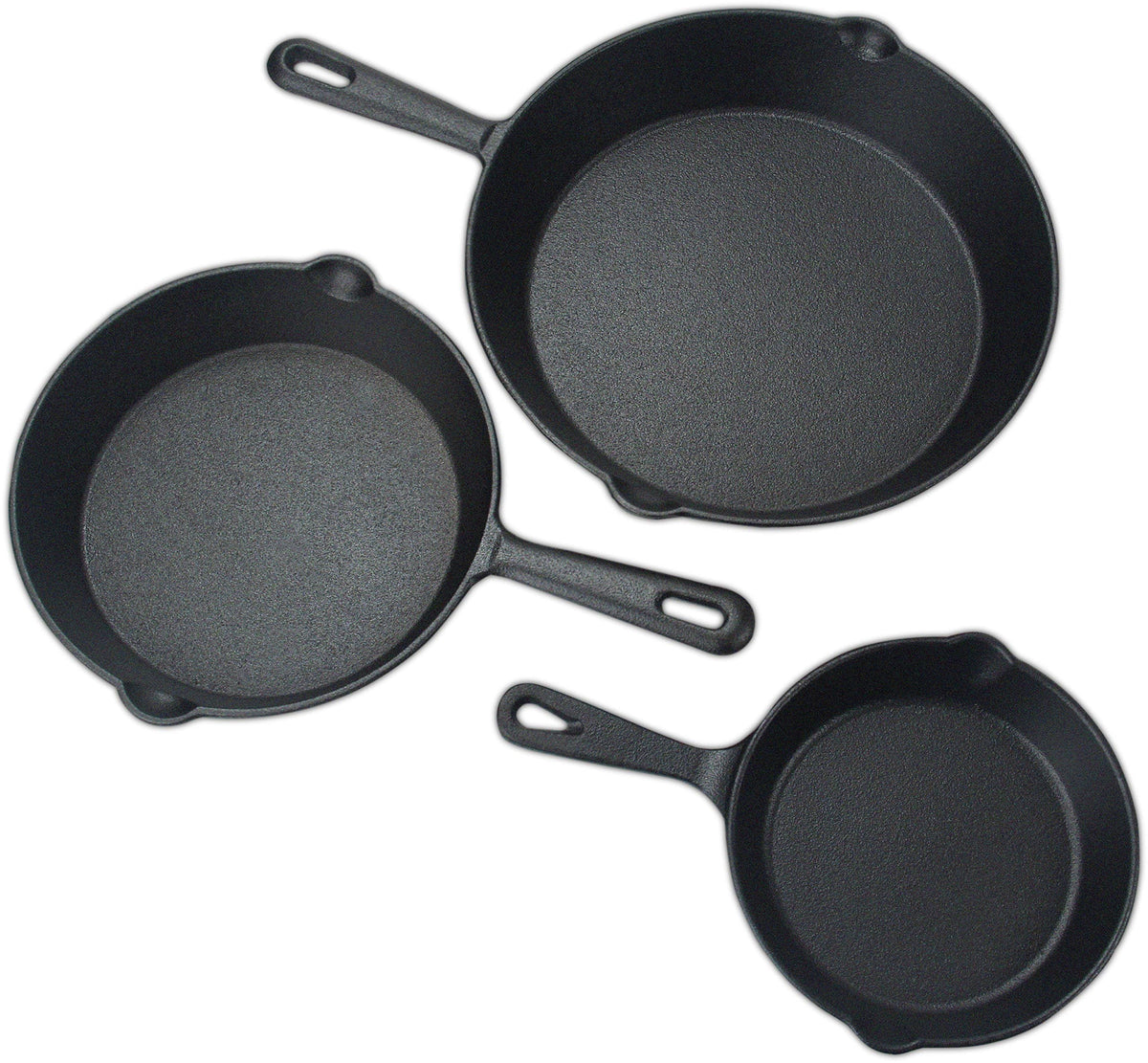 Pre Seasoned Cast Iron Skillet 3 Piece Set Black O64632