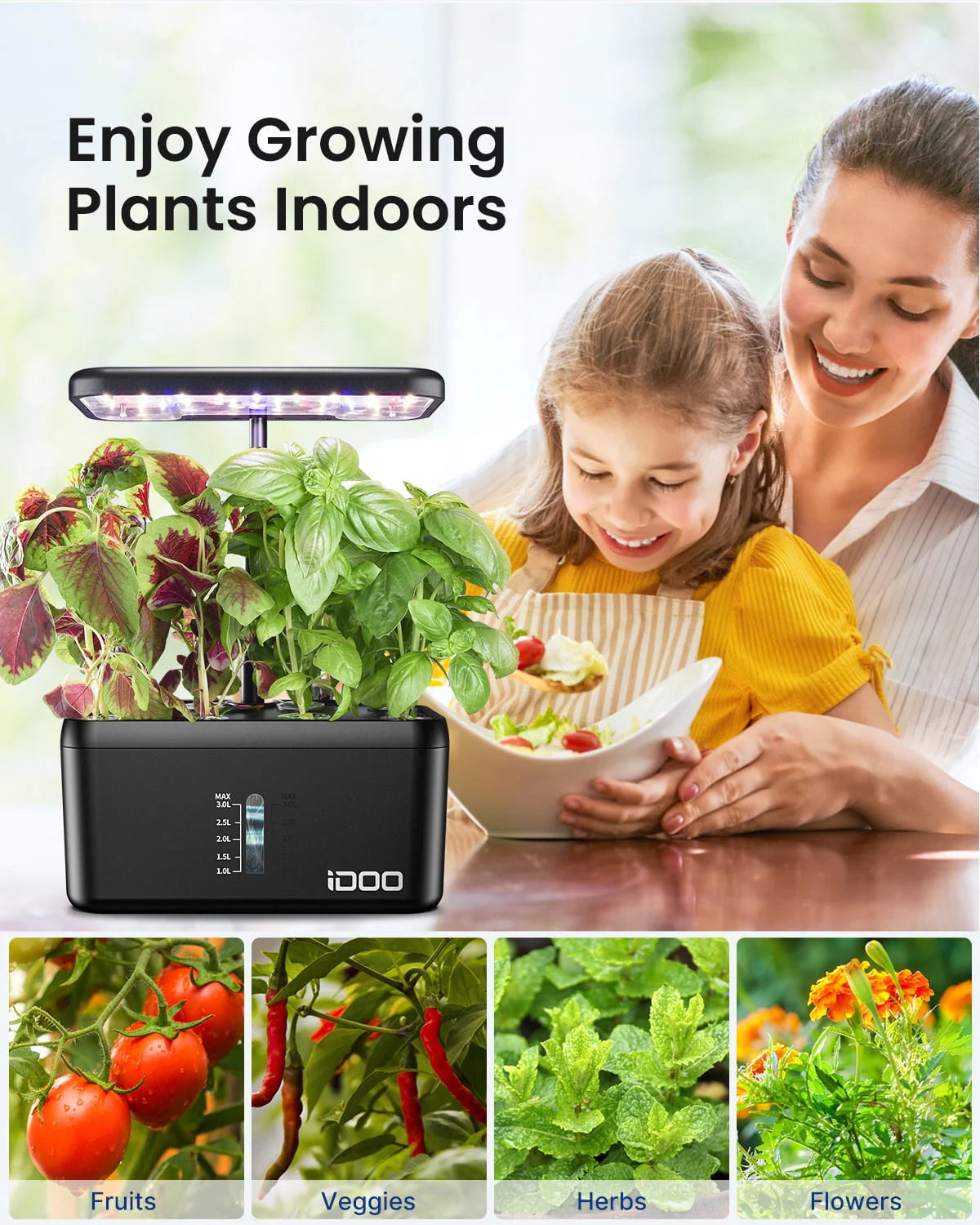 8 Pods Hydroponic Growing System with LED Grow Light H7082