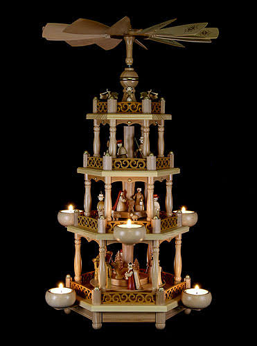 3-tier Nativity Scene Christmas Pyramid with Tealights D84122