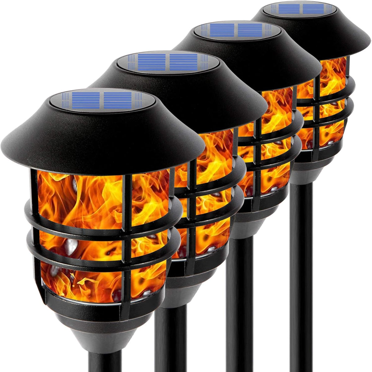 Waterproof LED Metal Solar Pathway Lights 4 Pack Q7840
