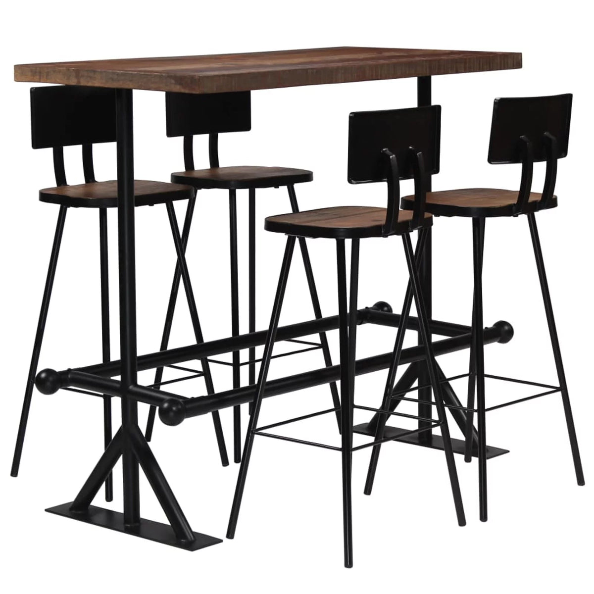 5 Piece Bar Table Set with 4 Bar Stools Steel Frame Z138