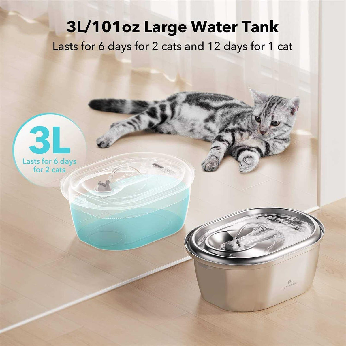 Cat Water Fountain Stainless Steel 2L & 3L H73299