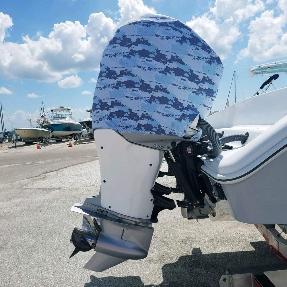 Blue Digital Camo Outboard Motor Cover P1563