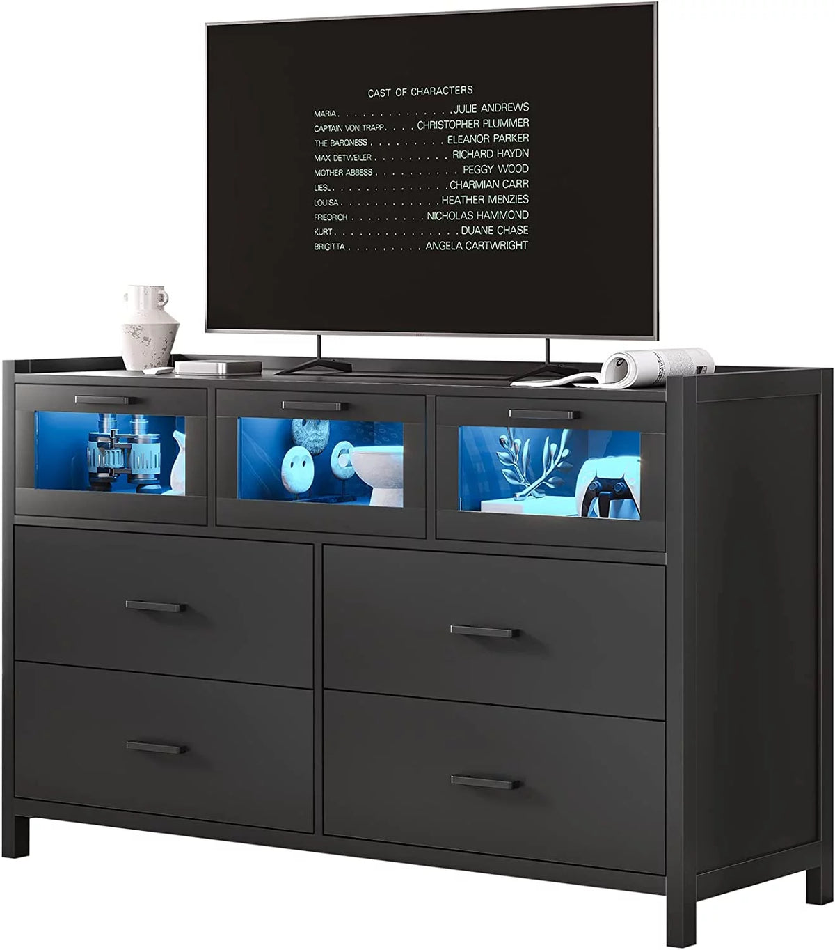 Black 7 Drawer Dresser M8668