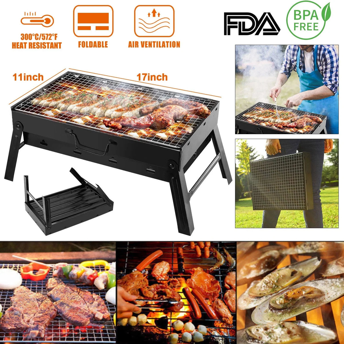 Portable Foldable Charcoal Grill U98245