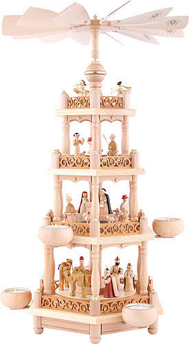 3-tier Nativity Scene Christmas Pyramid with Tealights D84122