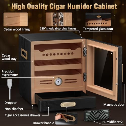 Cigar Humidor Cabinet with Spanish Cedar Wood Drawer D2556
