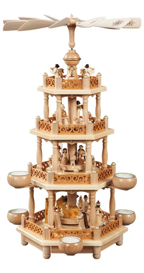 3-tier Nativity Scene Christmas Pyramid with Tealights D84122
