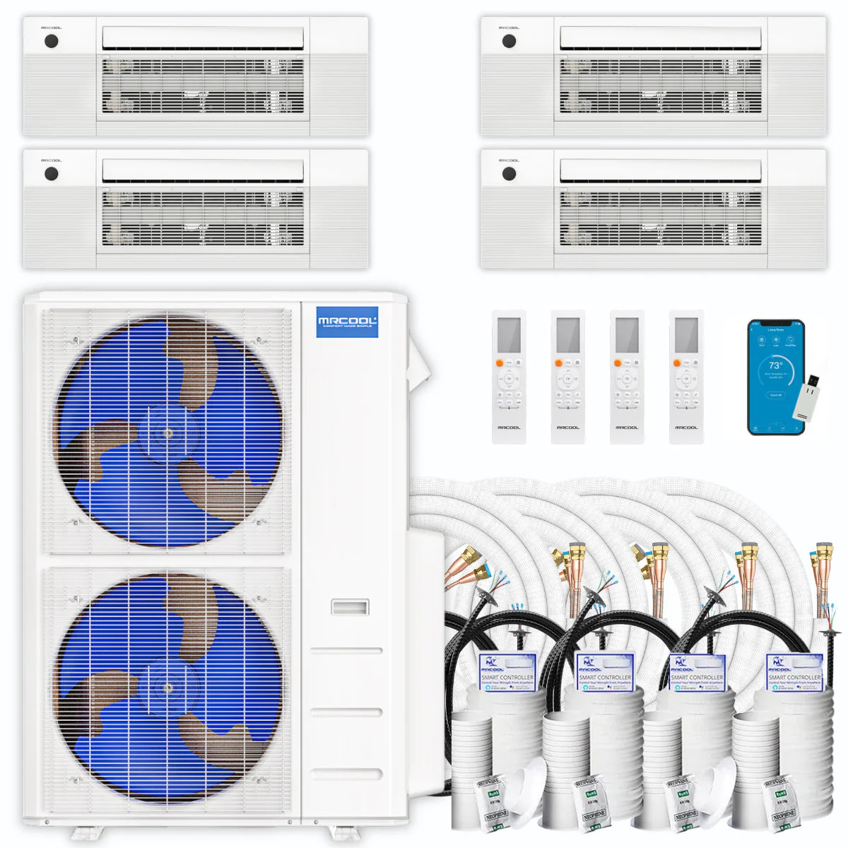 54,000 BTU 4 Zone Ceiling Cassette Ductless Air Conditioner and Heat Pump U50997