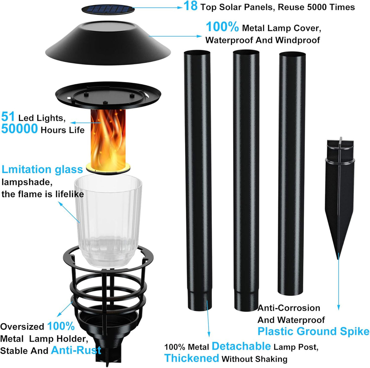 Waterproof LED Metal Solar Pathway Lights 4 Pack Q7840