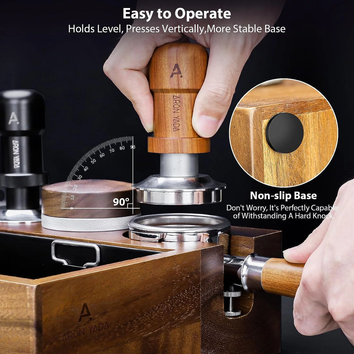 54MM Espresso Knock Box and Tamping Station with Walnut Base W735474