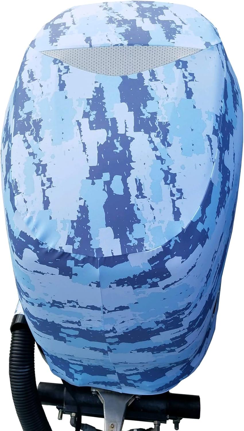 Blue Digital Camo Outboard Motor Cover P1563