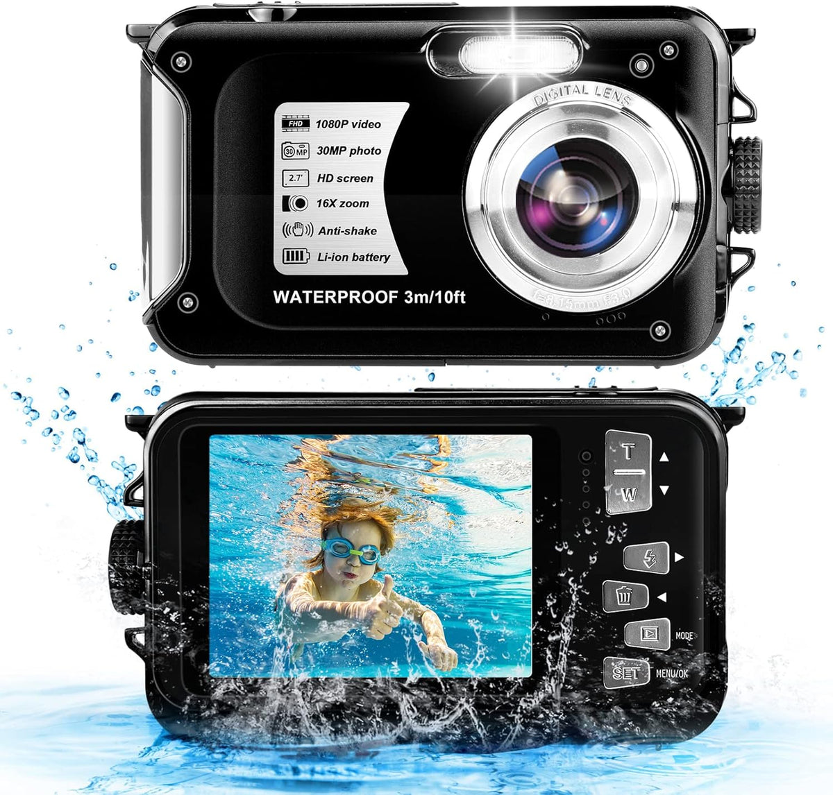1080P Full HD 30MP 16X Zoom Waterproof Digital Camera R175