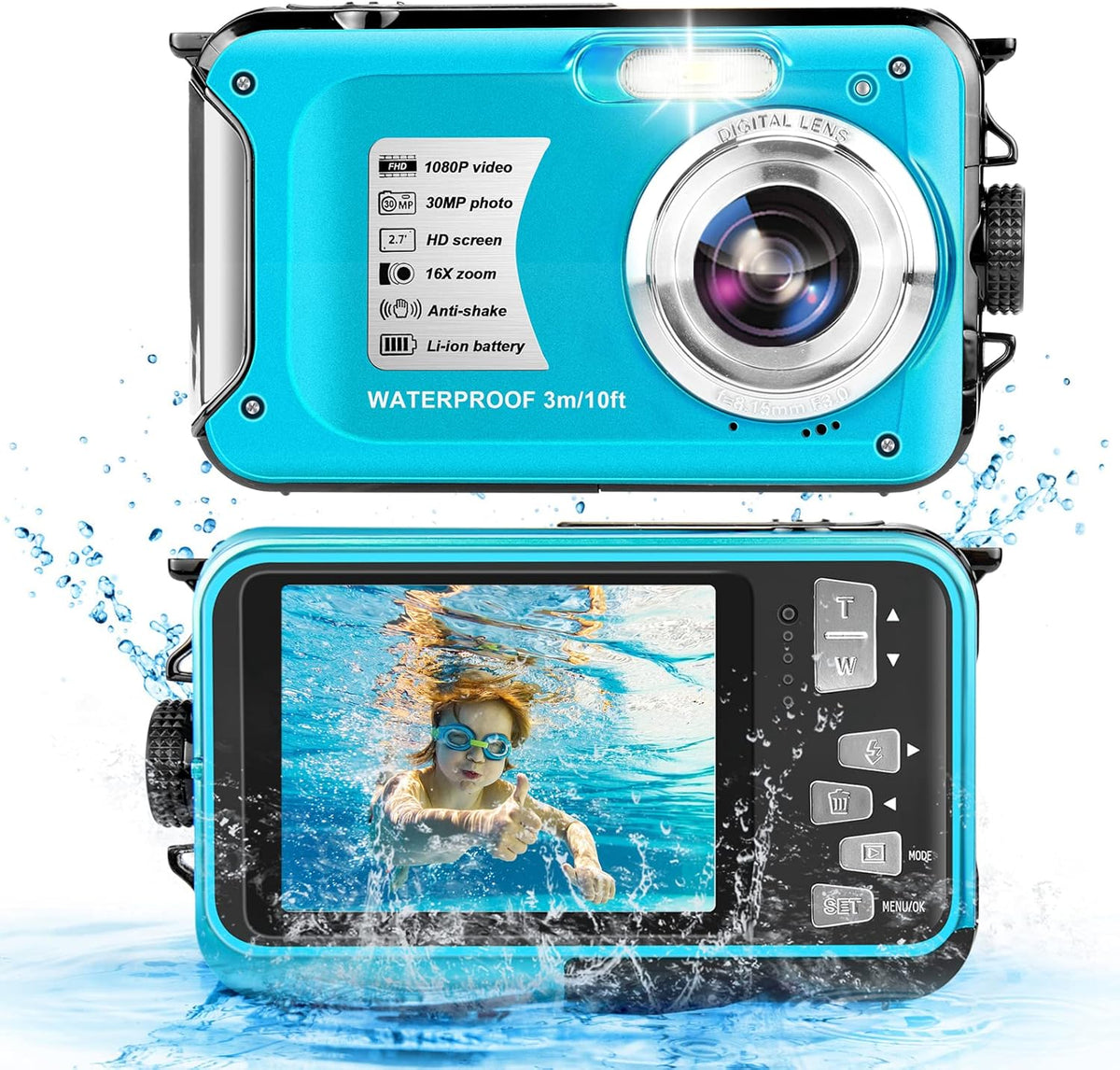 1080P Full HD 30MP 16X Zoom Waterproof Digital Camera R175