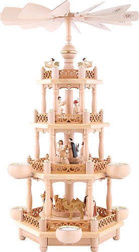 3-tier Nativity Scene Christmas Pyramid with Tealights D84122