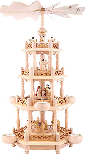 3-tier Nativity Scene Christmas Pyramid with Tealights D84122
