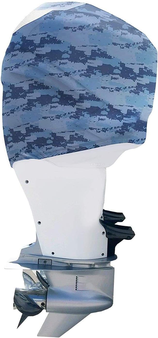 Blue Digital Camo Outboard Motor Cover P1563
