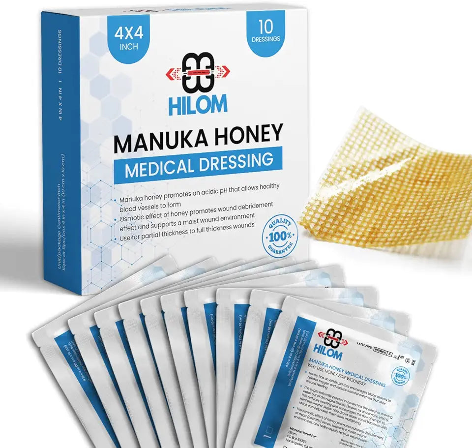 Medical Grade Manuka Honey Gauze Dressing 4 inch x 4 inch 10 Pack Non-Adherent G68645