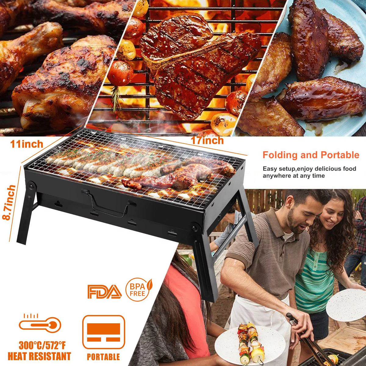 Portable Foldable Charcoal Grill U98245