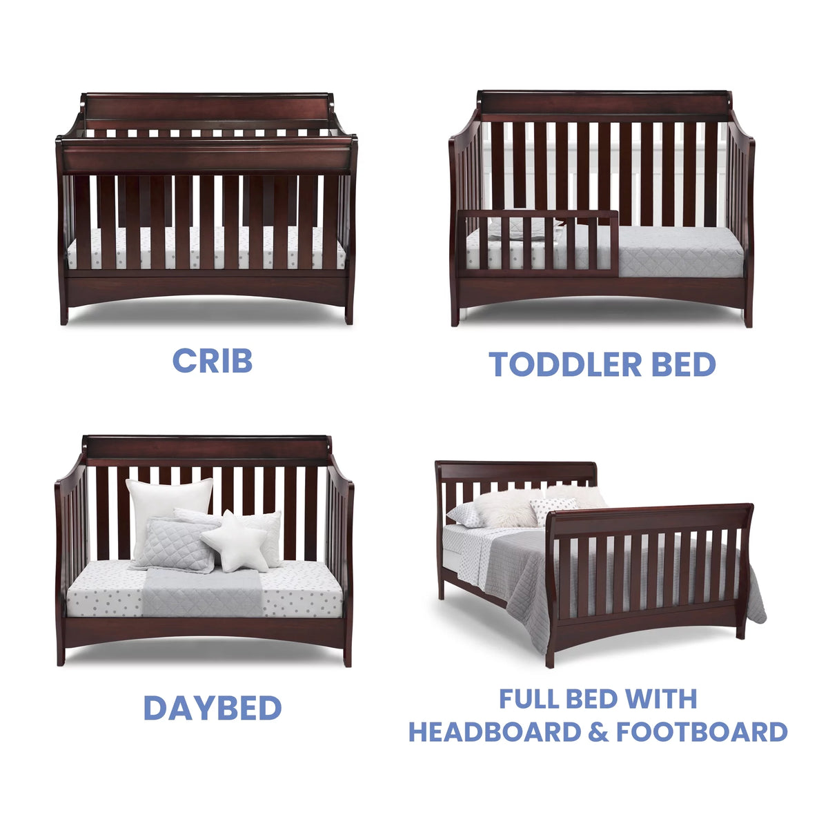 Black Cherry Espresso 4-in-1 Convertible Crib F383441