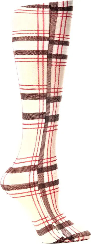 Tan Brown Plaid 8-15 mmhg Compression Socks X17063