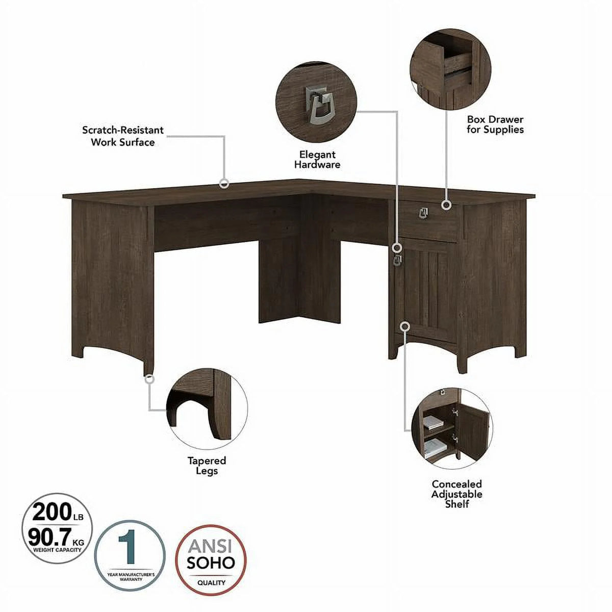 L Shaped Desk with Storage B12699