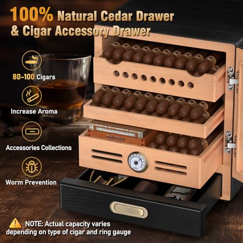 Cigar Humidor Cabinet with Spanish Cedar Wood Drawer D2556