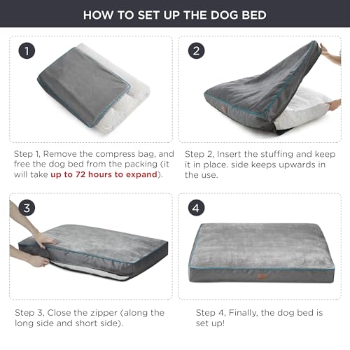 Washable Dog Bed Large 3 Inch Thicken Grey Z79564